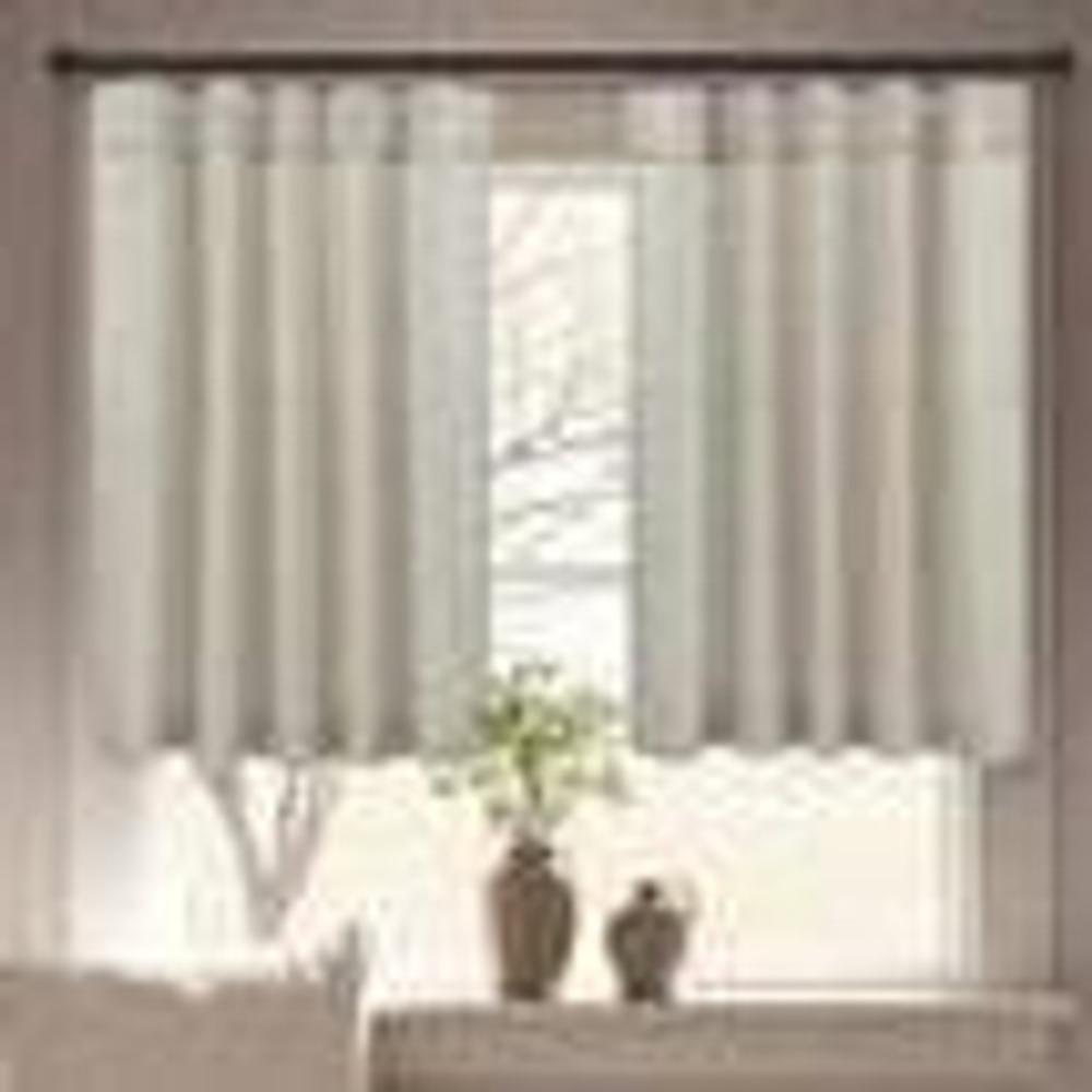 Pinch Pleat Cafe Curtains w/Rings 24 W x 28 L Cream/Oatmeal Linen Blend